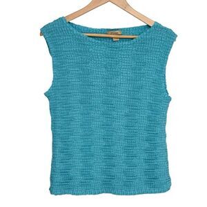 Plissé Vintage Popcorn Top Turquoise Blue Y2K Retro 90s Aesthetic. Large.